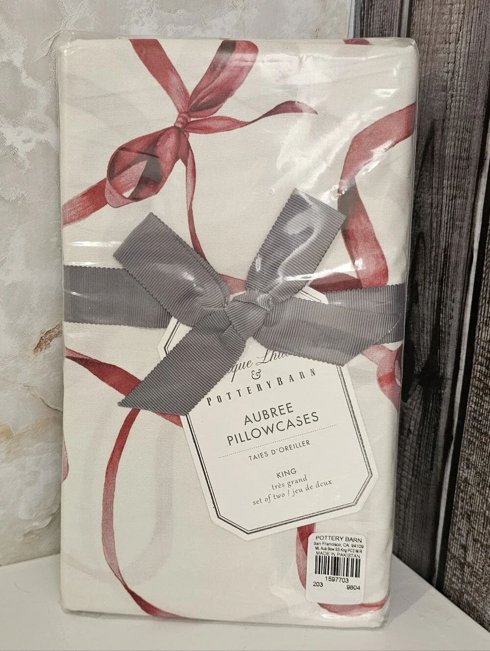 Pottery Barn Monique Lhuillier Aubree Bow King Pillowcases WR